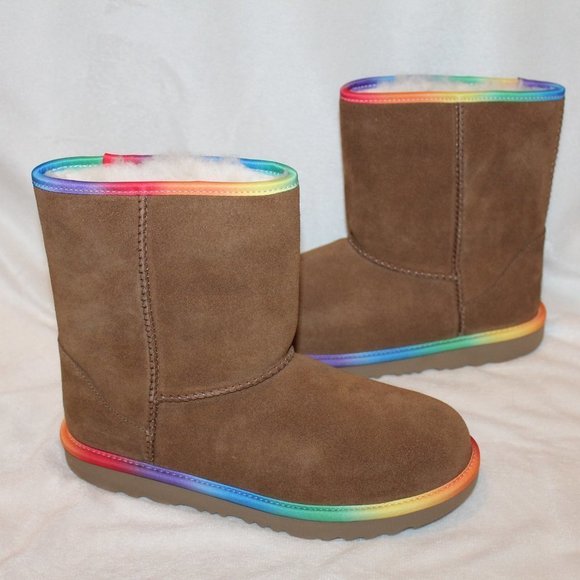 NIB UGG WOMEN'S CHESTNUT SUEDE SHEARLING CLASSIC SHORT BOOTS PINK PURPLE - Picture 2 of 7